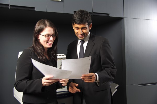 office workers talking together