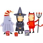 cartoon kids in halloween costume 