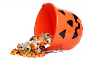pumpkin basket with candy