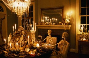 skeletons at dinner party 