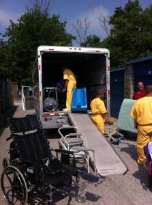 students loading truck