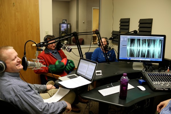 mark, belva, and brian in recording studio