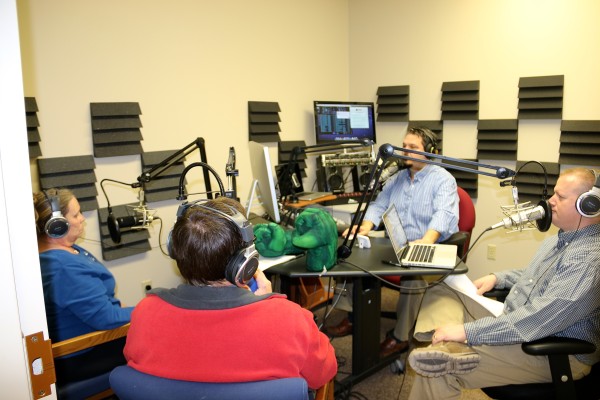 Wade with guests in the studio