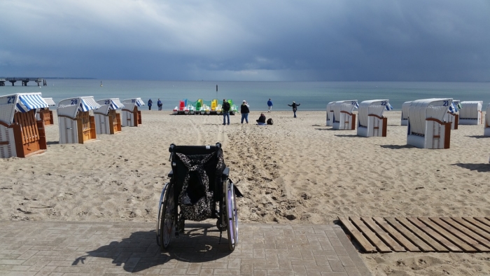 wheelchair on beach