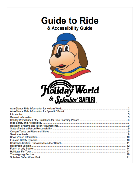 Accessibility Guide at Holiday World