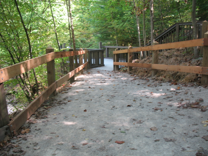 Trail to an overlook at McCormick’s Creek State Park