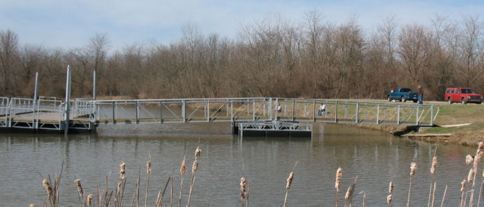 A fishing pier at Atterbury Fish and Wildlife Area