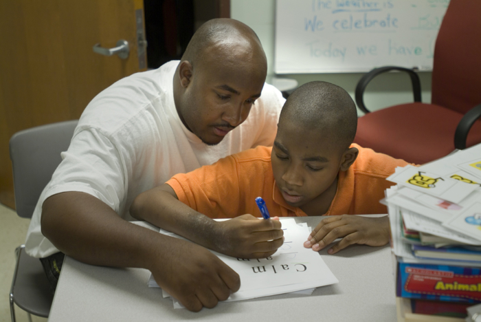 man and boy with autism