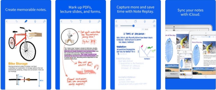 Screenshots of Notability app