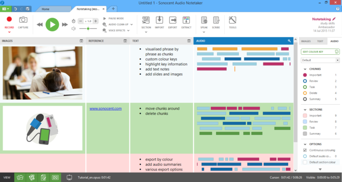 Screenshot of Sonocent tool