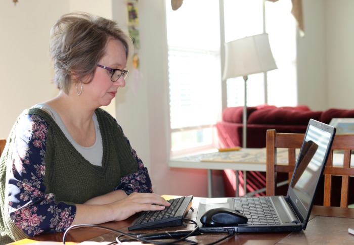 Heidi Whitrock using 1-handed keyboard