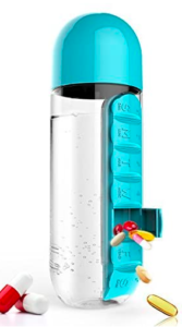 asobu pill organizer water bottle in teal