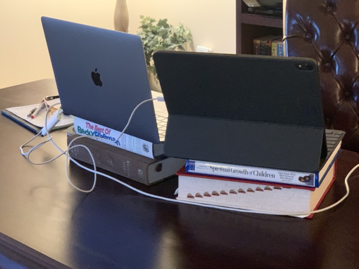 Workstation ergonomics with books