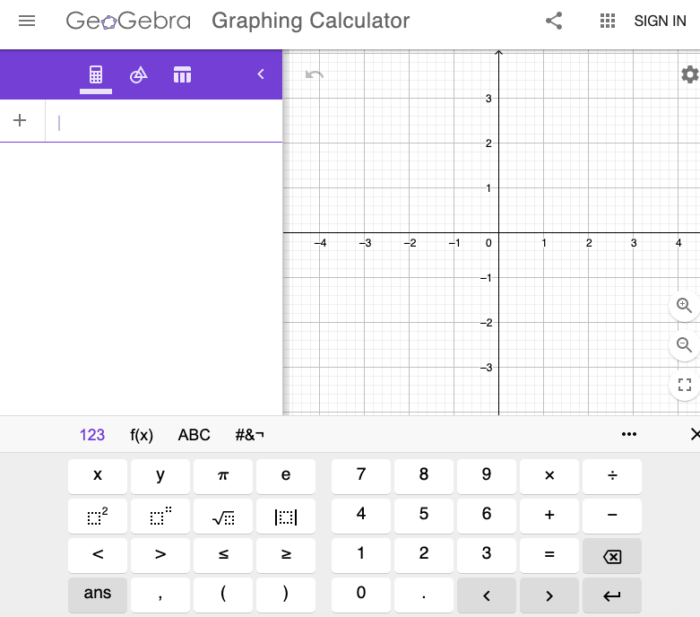 GeoGebra online graphing calculator