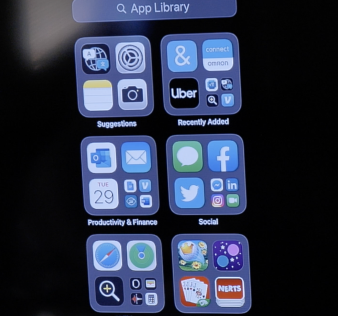 Screen shot of App Library on iPhone