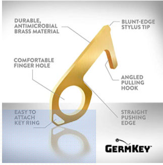 germkey touchfree brass hand tool