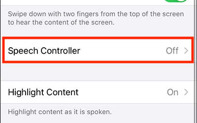 screen shot of Speech Controller