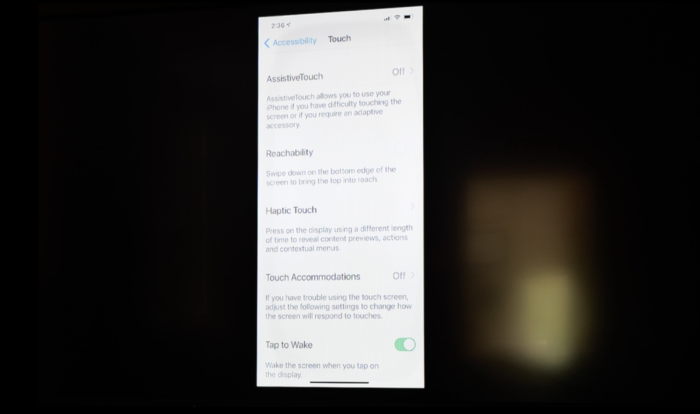 screenshot of Reachability & Haptic Touch settings
