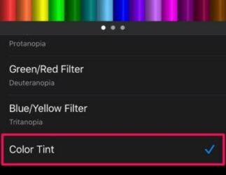 image of color filter screen on iPhone