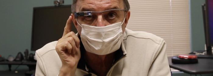 screenshot of Dennis McKinney demonstrating Envision Glasses