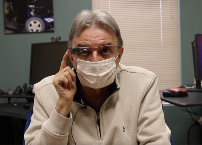 screenshot of Dennis McKinney demonstrating Envision Glasses