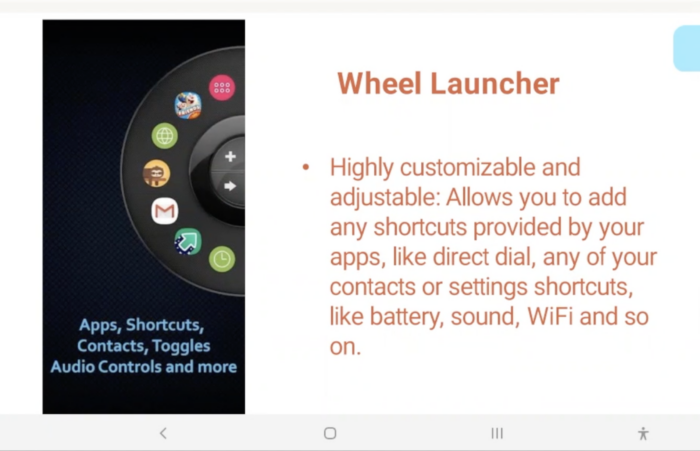 screenshot of PowerPoint defining Wheel Launcher