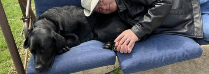 Dave and his leader dog, Flynn