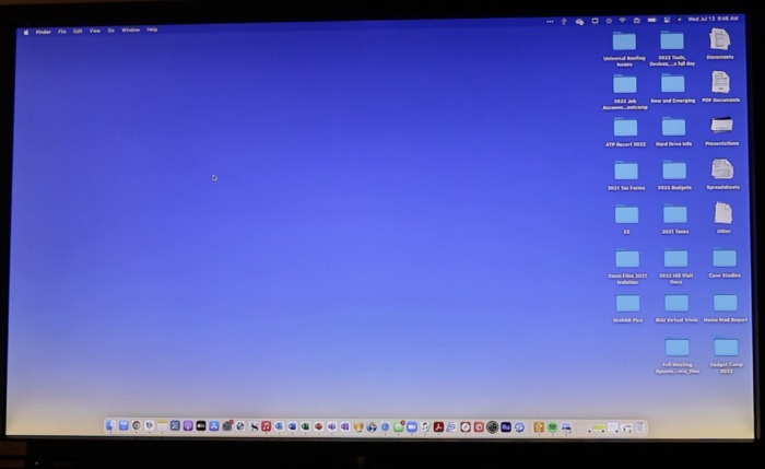 screenshot of Brian's laptop with folders using stacks