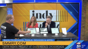 Screenshot of Brian Norton showing AT on iPads on air at Fox59