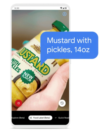 Lookout app reading a food label