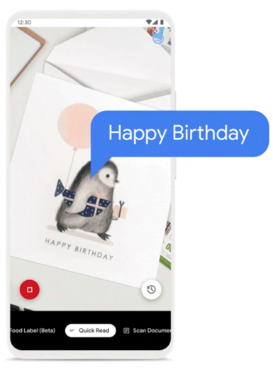 Lookout app reading text on birthday card
