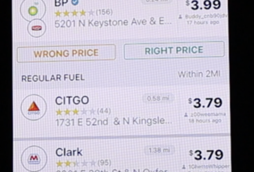 screenshot of the gas buddy app