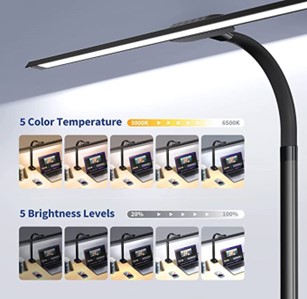 Temperature and brightness levels for Kary LED Desk Lamp