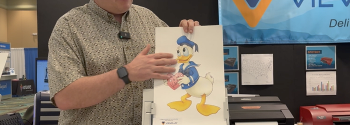 screenshot of Dan Gardner show a printed Daffy Duck on the ViewPlus Rogue