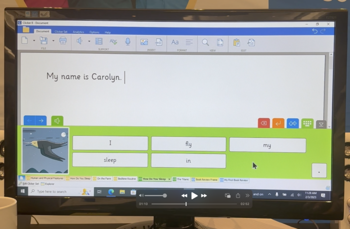 Clicker software on a desktop monitor