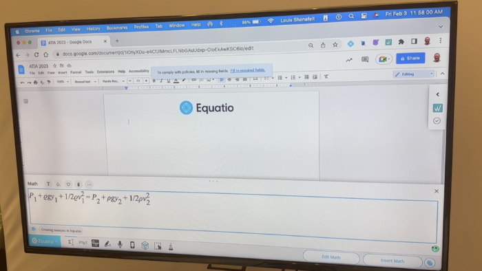 screenshot of Equatio on a monitor