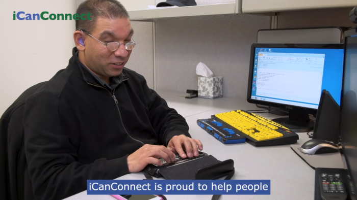 An iCanConnect client using free equipment