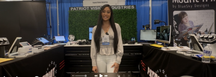 Screenshot of Ladesa Santos in Patriot Vision booth at 2023 ATIA conference.