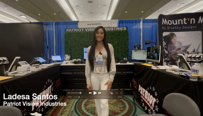 Screenshot of Ladesa Santos in Patriot Vision booth at 2023 ATIA conference.