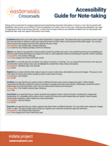 screenshot of accessibility guide for note-taking