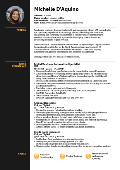 kickresume resume example