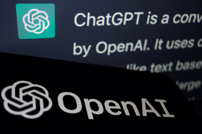 Screen with Open AI logo and ChatGPT